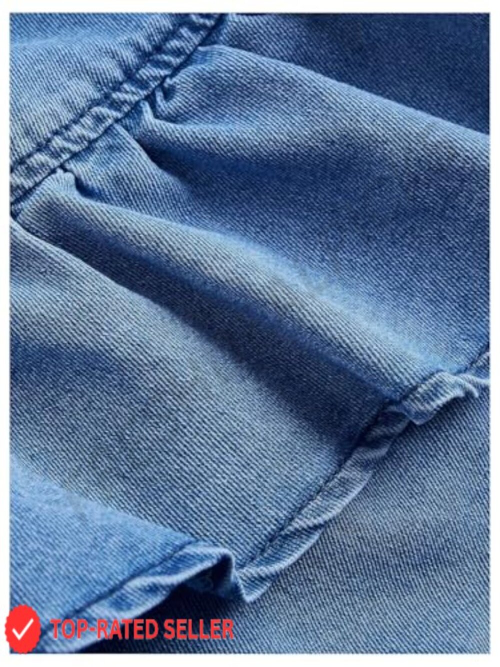 Asymmetrical Long Jean Skirt Ruched Tiered High Waisted Boho Maxi - Picture 3 of 3